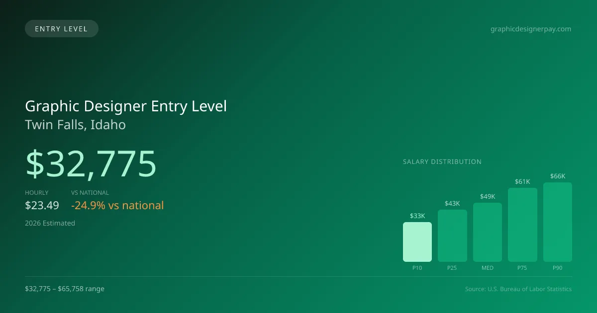 Graphic Designer Entry Level Salary in Twin Falls, ID — 2026 est., based on 2025 BLS