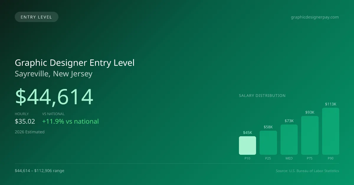 Graphic Designer Entry Level Salary in Sayreville, NJ — 2026 est., based on 2025 BLS