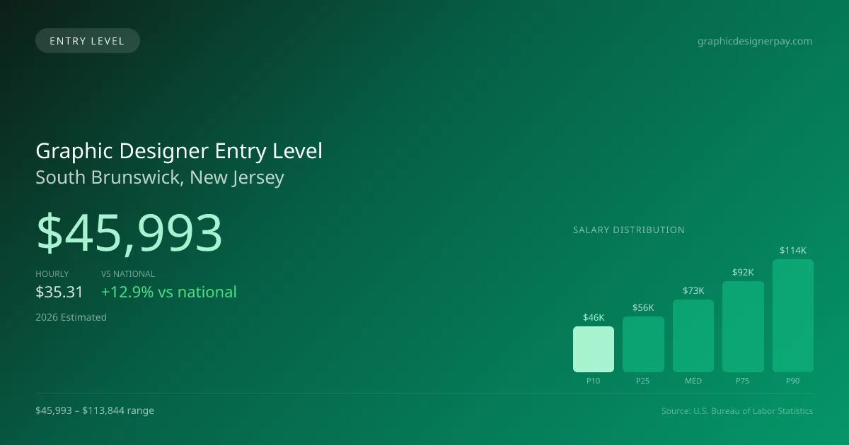 Graphic Designer Entry Level Salary in South Brunswick, NJ — 2026 est., based on 2025 BLS
