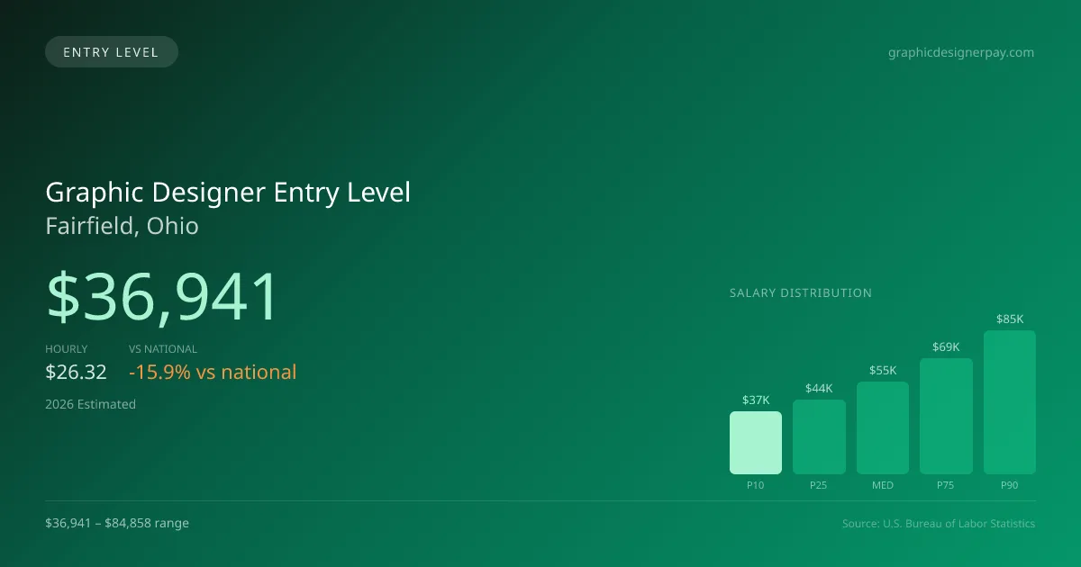 Graphic Designer Entry Level Salary in Fairfield, OH — 2026 est., based on 2025 BLS