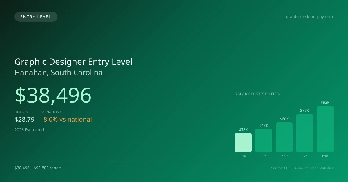 Graphic Designer Entry Level Salary in Hanahan, SC — 2026 est., based on 2025 BLS