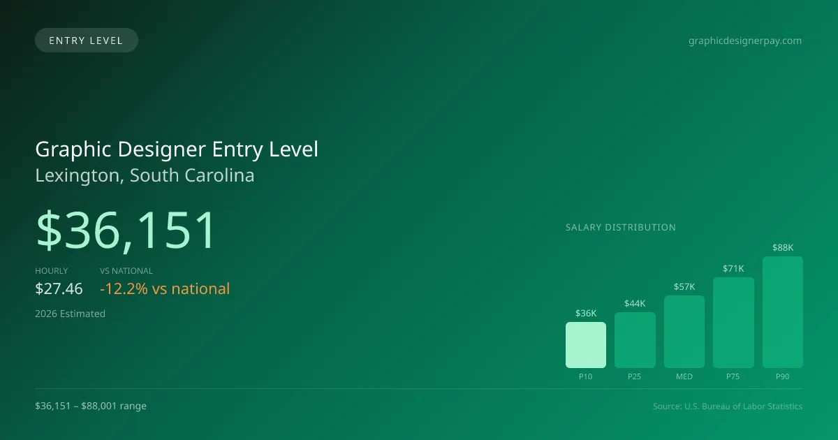 Graphic Designer Entry Level Salary in Lexington, SC — 2026 est., based on 2025 BLS