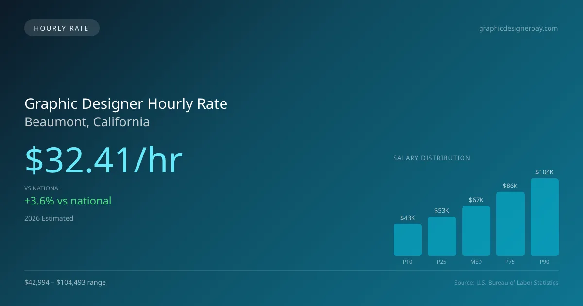 Graphic Designer Hourly Rate in Beaumont, CA — 2026 est., based on 2025 BLS