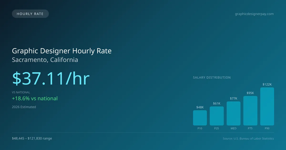 Graphic Designer Hourly Rate in Sacramento, CA — 2026 est., based on 2025 BLS