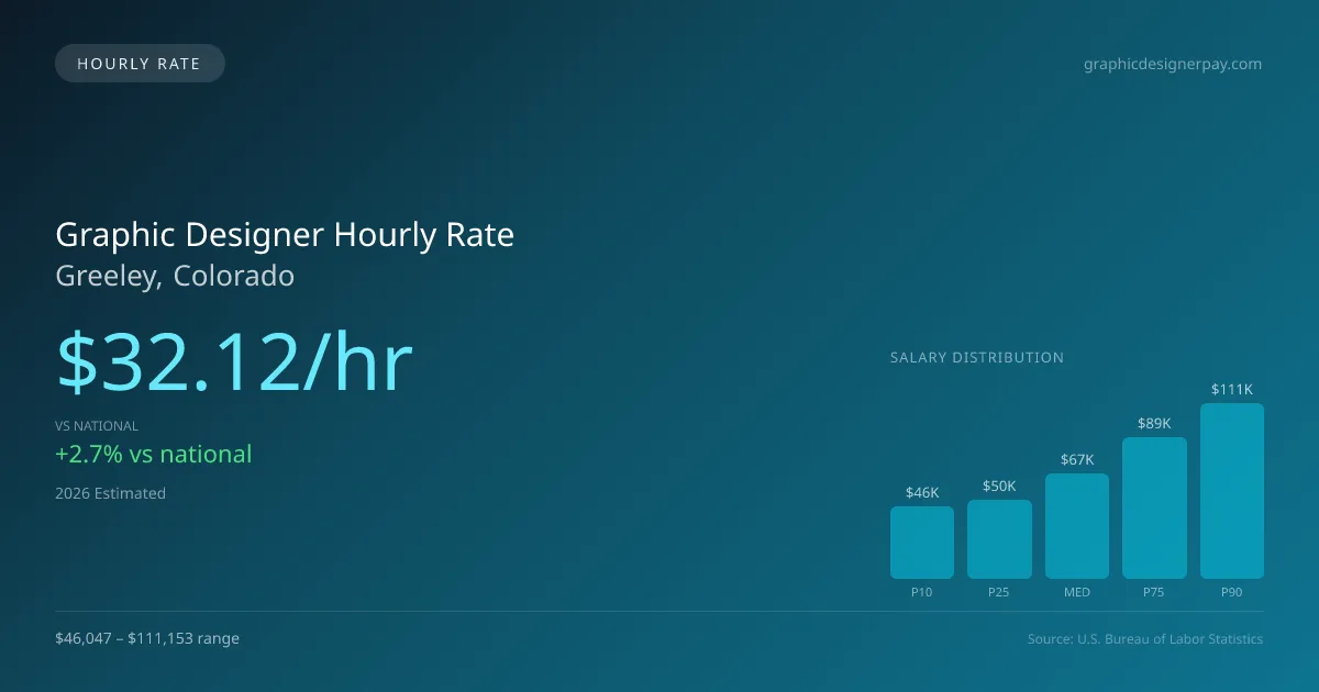 Graphic Designer Hourly Rate in Greeley, CO — 2026 est., based on 2025 BLS