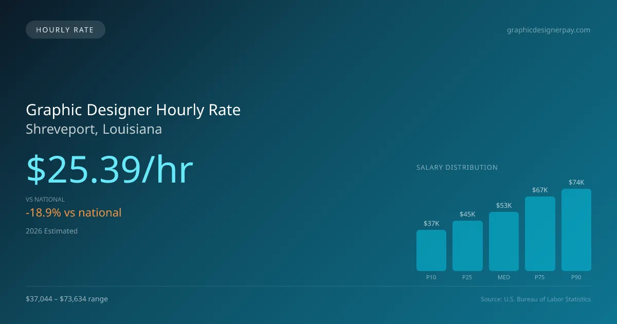 Graphic Designer Hourly Rate in Shreveport, LA — 2026 est., based on 2025 BLS