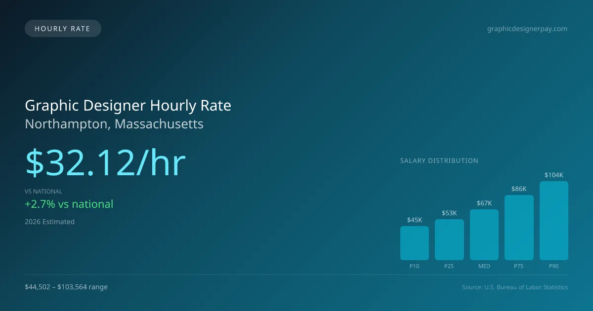 Graphic Designer Hourly Rate in Northampton, MA — 2026 est., based on 2025 BLS