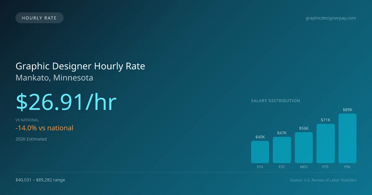 Graphic Designer Hourly Rate in Mankato, MN — 2026 est., based on 2025 BLS