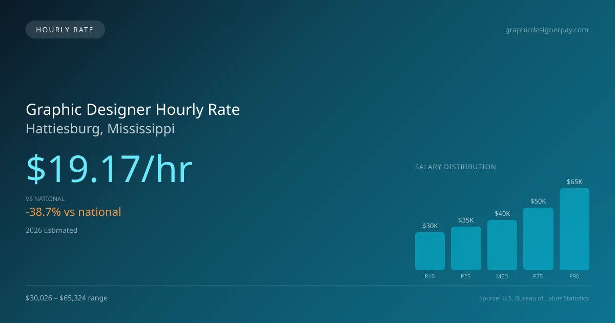 Graphic Designer Hourly Rate in Hattiesburg, MS — 2026 est., based on 2025 BLS