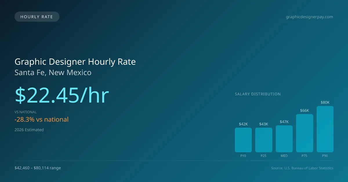 Graphic Designer Hourly Rate in Santa Fe, NM — 2026 est., based on 2025 BLS
