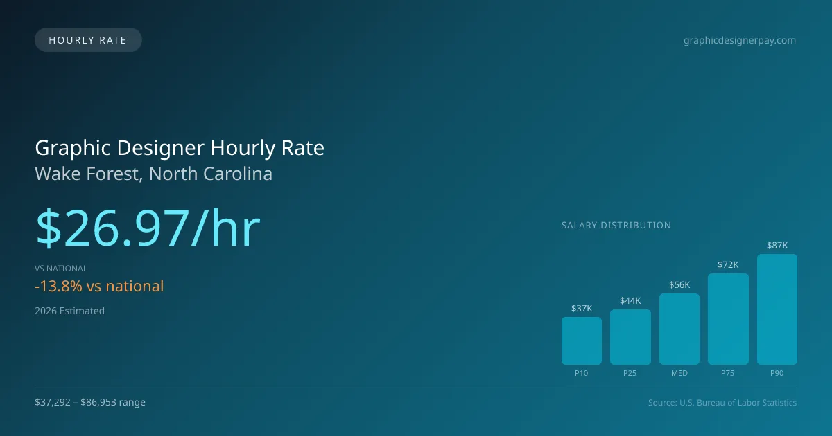 Graphic Designer Hourly Rate in Wake Forest, NC — 2026 est., based on 2025 BLS