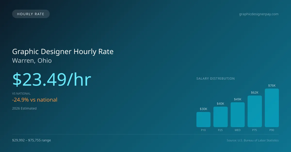 Graphic Designer Hourly Rate in Warren, OH — 2026 est., based on 2025 BLS
