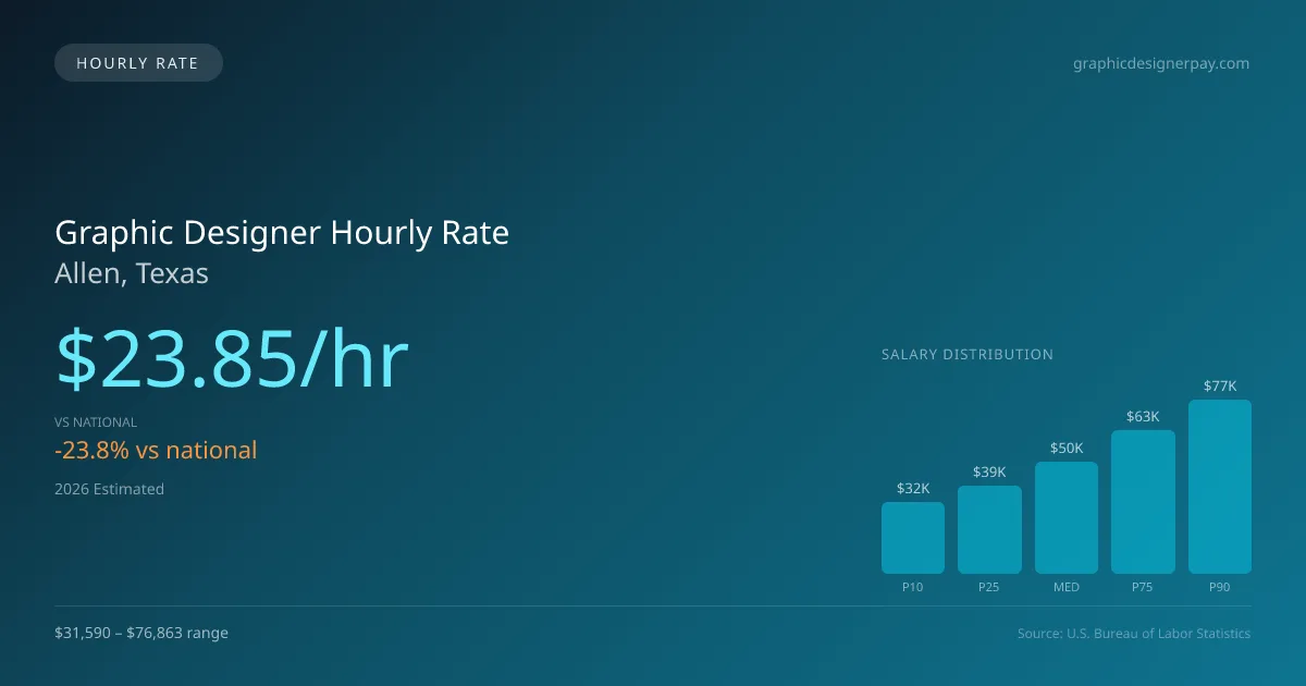 Graphic Designer Hourly Rate in Allen, TX — 2026 est., based on 2025 BLS