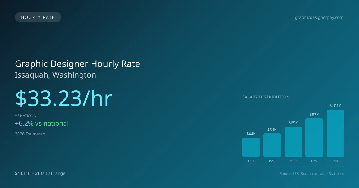 Graphic Designer Hourly Rate in Issaquah, WA — 2026 est., based on 2025 BLS