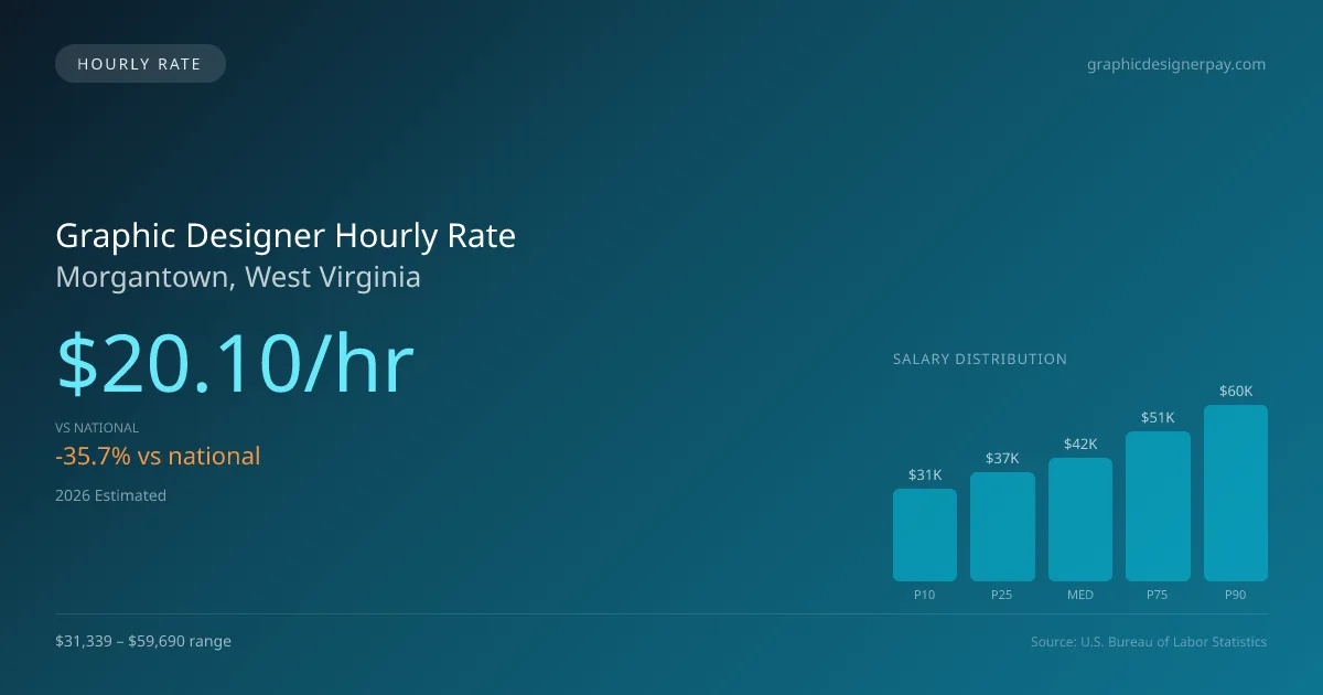 Graphic Designer Hourly Rate in Morgantown, WV — 2026 est., based on 2025 BLS
