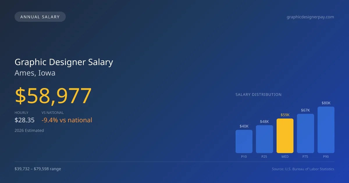 Graphic Designer Salary in Ames, IA — 2026 est., based on 2025 BLS