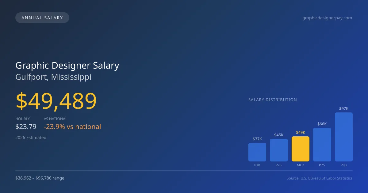 Graphic Designer Salary in Gulfport, MS — 2026 est., based on 2025 BLS