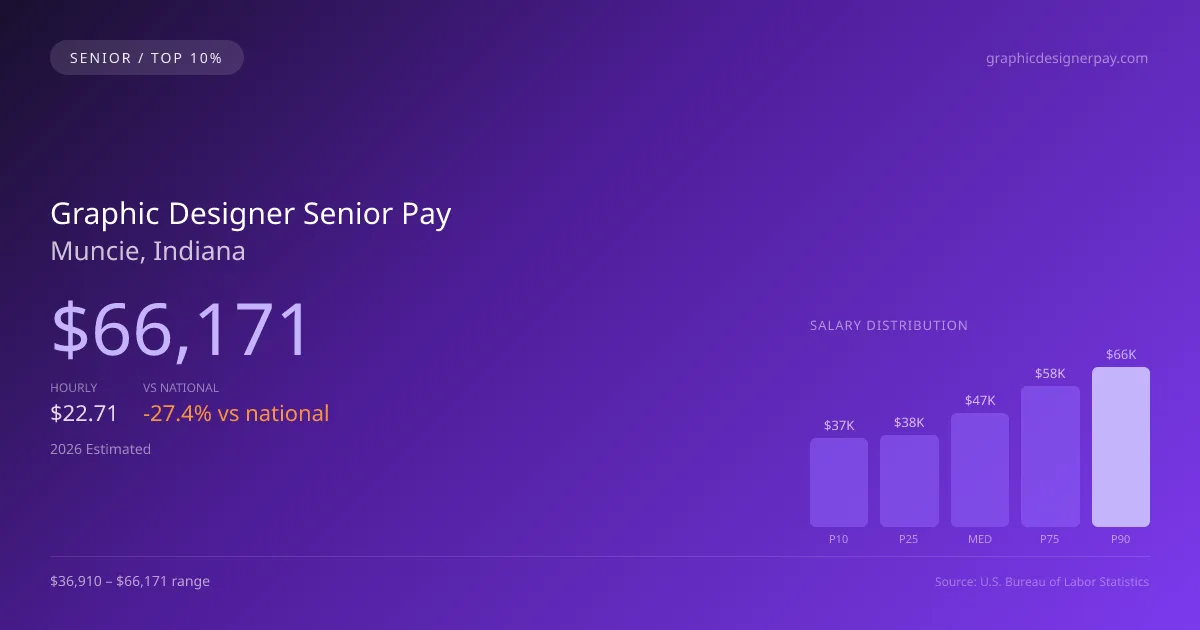 Graphic Designer Senior Salary in Muncie, IN — 2026 est., based on 2025 BLS