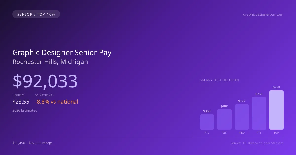 Graphic Designer Senior Salary in Rochester Hills, MI — 2026 est., based on 2025 BLS