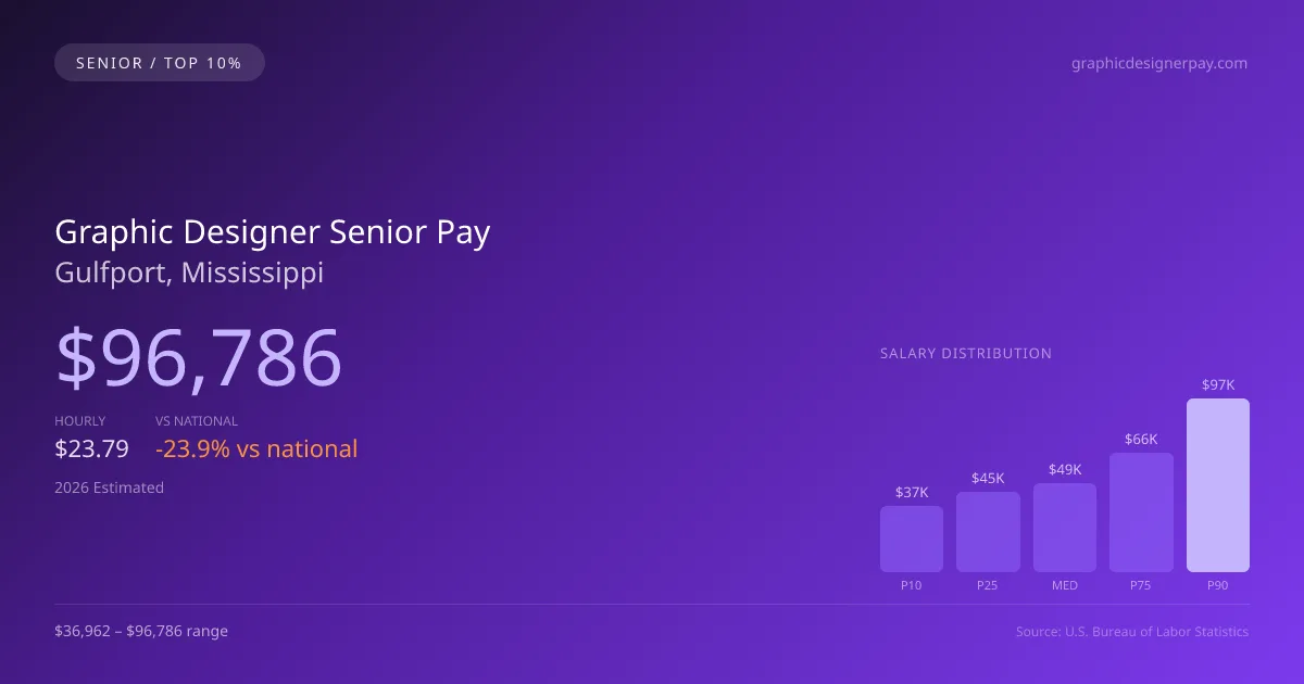 Graphic Designer Senior Salary in Gulfport, MS — 2026 est., based on 2025 BLS
