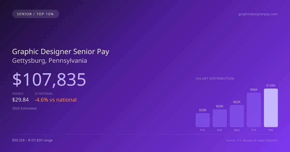 Graphic Designer Senior Salary in Gettysburg, PA — 2026 est., based on 2025 BLS